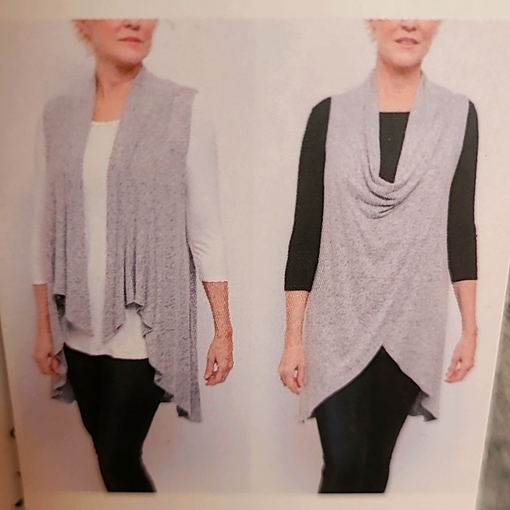 Olivia Sky brand Wrap Sleeveless Carnigan Grey Brand New